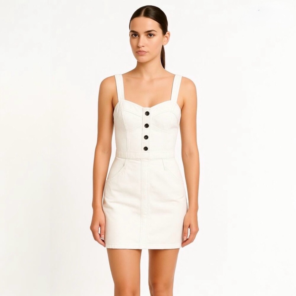 Japan 100% Cotton White Sweetheart Mini Dress